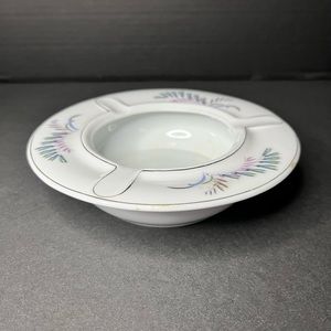 Vintage Chinese Stamped Ashtray Collectible Porcelain Flowers‎ 6” Diameter